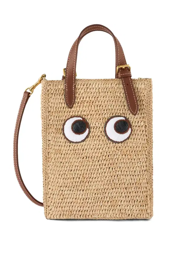 Anya Hindmarch N/S Raffia Eyes Mini Crossbody Tote