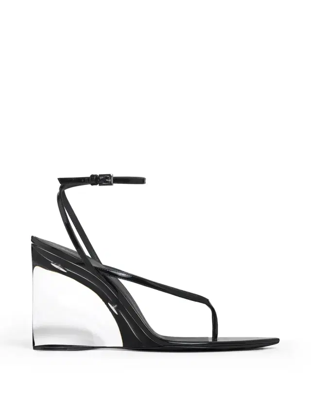 Alaïa Patent Calfskin Invisible Thong Wedge Sandals