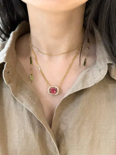 YI COLLECTION Pink Tourmaline Aurora Necklace | Thumbnail 2
