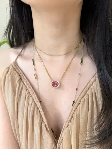 YI COLLECTION Pink Tourmaline Aurora Necklace | Thumbnail 3