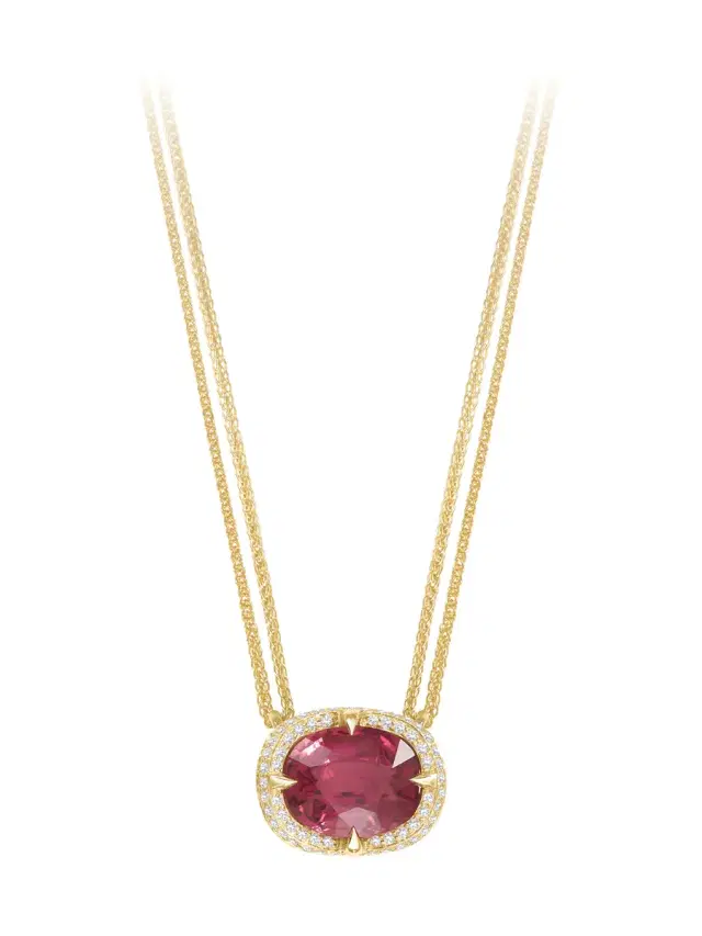 YI COLLECTION Pink Tourmaline Aurora Necklace