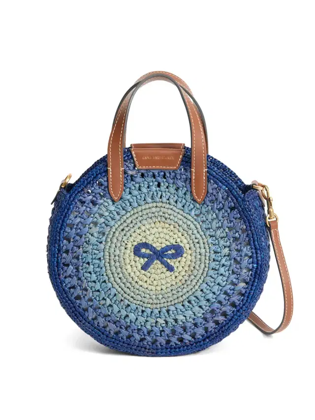 Anya Hindmarch Raffia Small Round Bow Tote