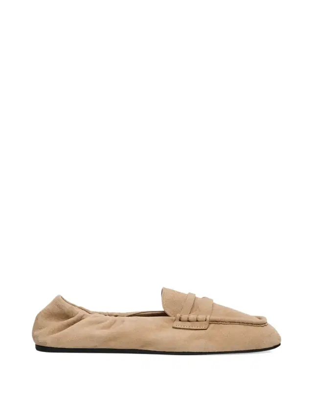Miu Miu Ruched Suede Moccasins