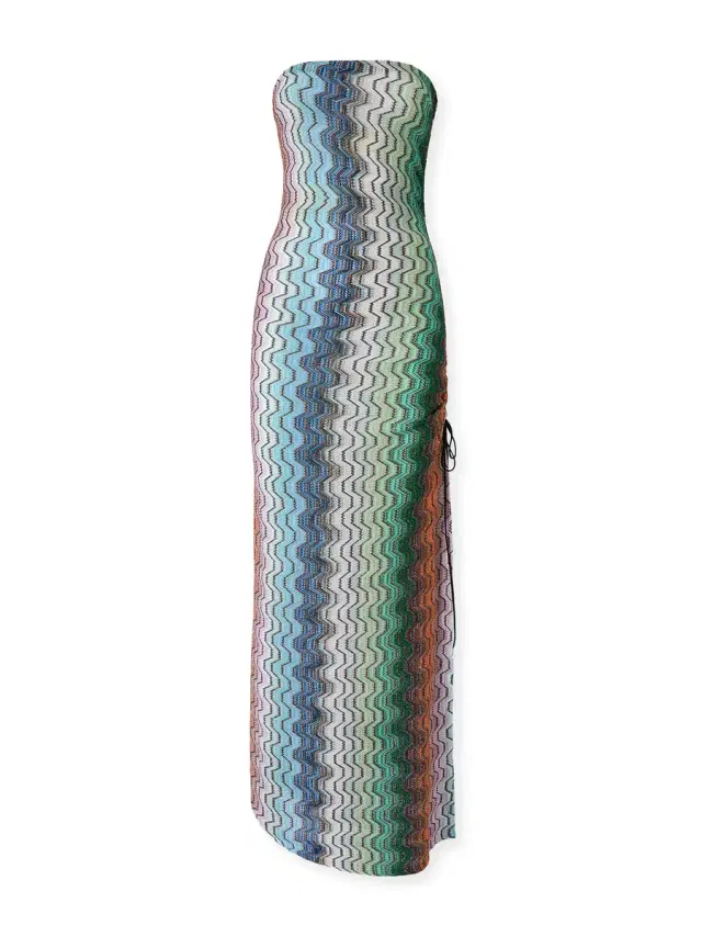 Missoni Strapless Striped Metallic-Knit Maxi Dress