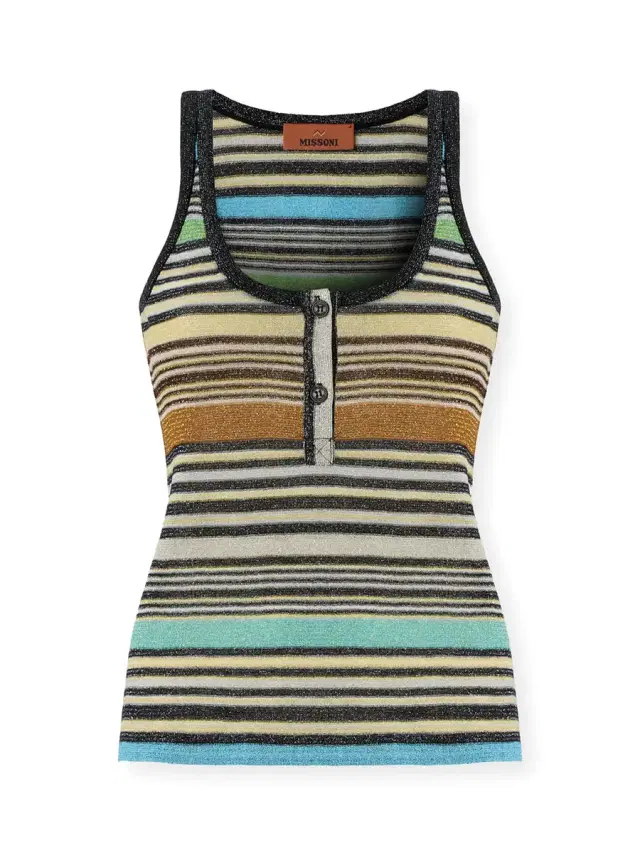 Striped Metallic Knit Tank