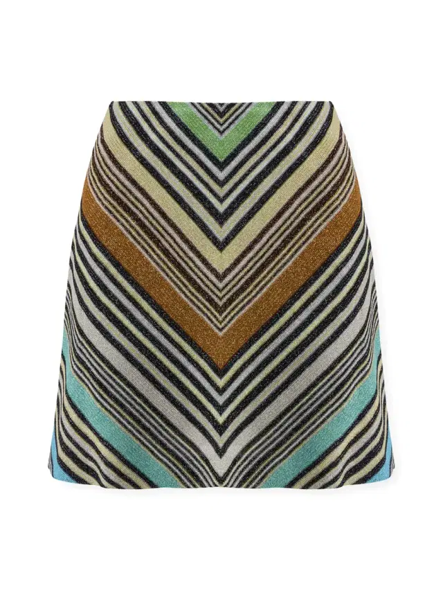 Striped Metallic-Knit Mini Skirt
