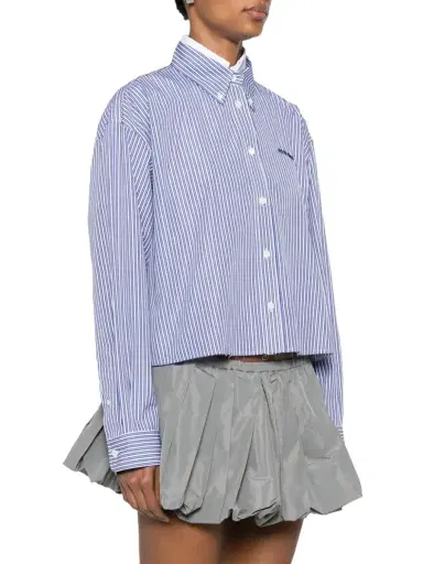 Miu Miu Striped Poplin Cropped Shirt | Thumbnail 3 Miu Miu Striped Poplin Cropped Shirt | Thumbnail 3