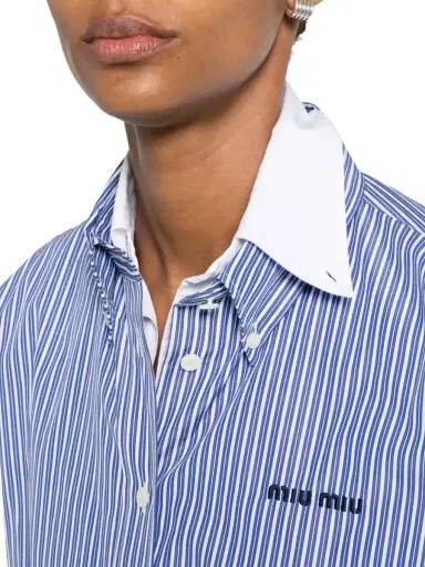 Miu Miu Striped Poplin Cropped Shirt | Thumbnail 5 Miu Miu Striped Poplin Cropped Shirt | Thumbnail 5