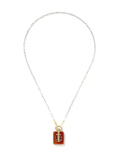 The Ben Shoppe The Ace Vault in Orange Agate on Paperclip Mix Chain | Thumbnail 1