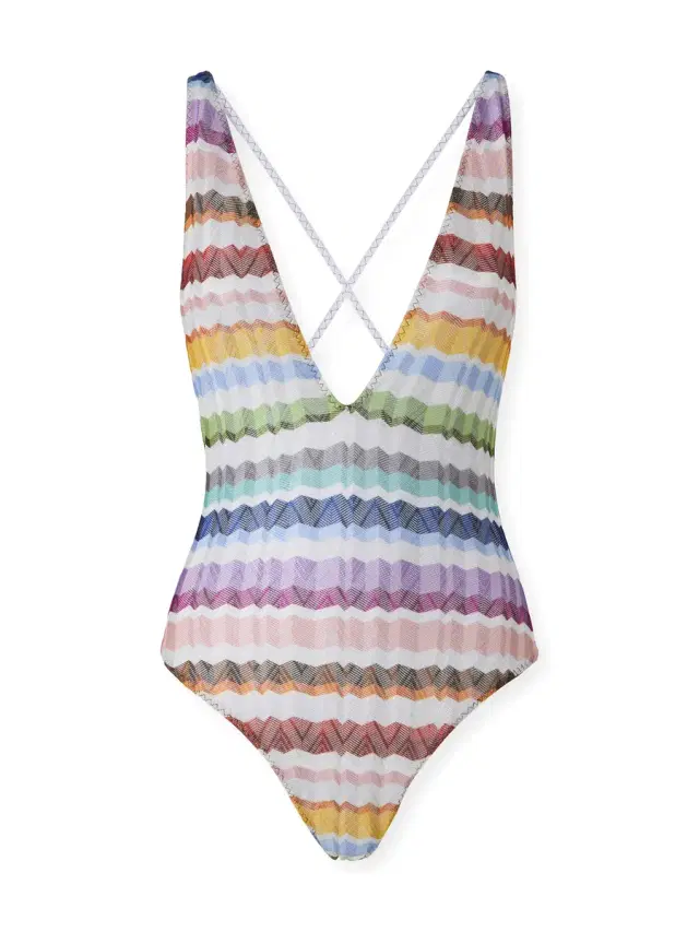 V-Neck Zig Zag One-Piece Swimsuit V-Neck Zig Zag One-Piece Swimsuit