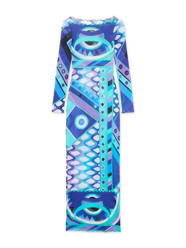 PUCCI Vivara Print Tulle Maxi Dress