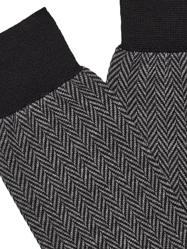 Brioni Men's Wool Herringbone Jacquard Socks - Flannel | Thumbnail 2