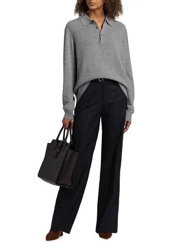 Nili Lotan Women's Bethany Pinstripe Stretch-Wool Pants - Midnight Pinstripes | Thumbnail 2