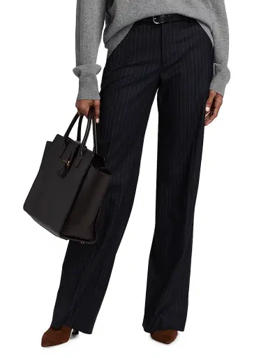 Nili Lotan Women's Bethany Pinstripe Stretch-Wool Pants - Midnight Pinstripes | Thumbnail 3
