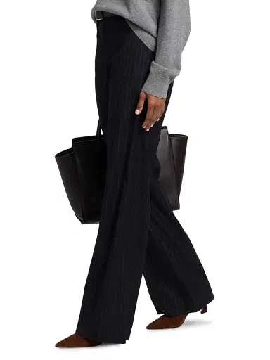 Nili Lotan Women's Bethany Pinstripe Stretch-Wool Pants - Midnight Pinstripes | Thumbnail 4