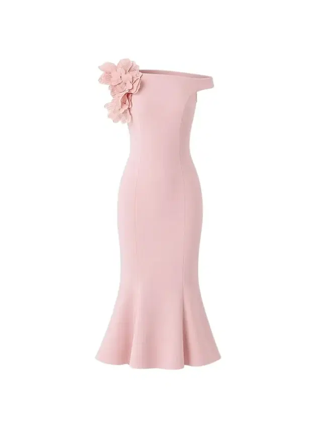 Teri Jon by Rickie Freeman Women's Off-The-Shoulder Trumpet-Hem Crepe Midi Dress - Rose Pink