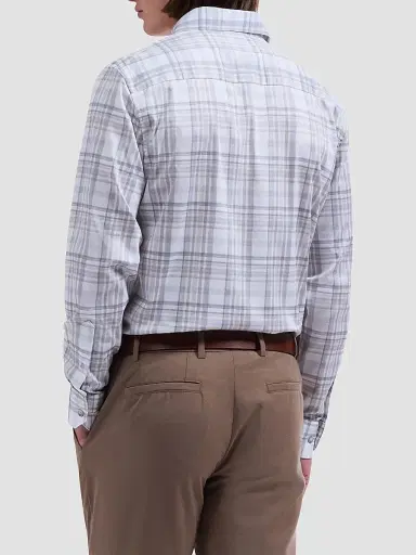 Bugatchi Men's Axel Woven Shaped Stretch-Cotton Shirt - Platinum | Thumbnail 3