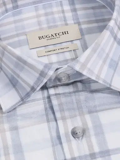 Bugatchi Men's Axel Woven Shaped Stretch-Cotton Shirt - Platinum | Thumbnail 5