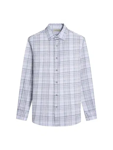 Bugatchi Men's Axel Woven Shaped Stretch-Cotton Shirt - Platinum | Thumbnail 1