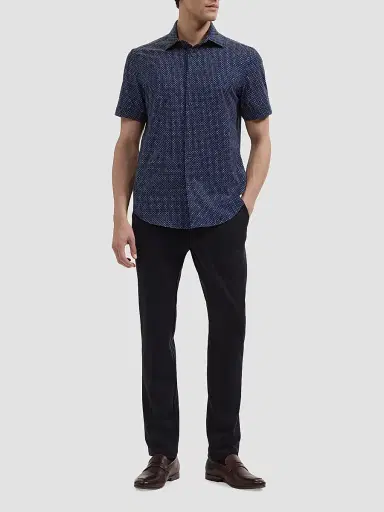 Bugatchi Men's OoohCotton Miles Short-Sleeve Shirt - Navy | Thumbnail 2