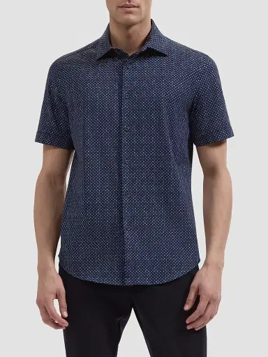 Bugatchi Men's OoohCotton Miles Short-Sleeve Shirt - Navy | Thumbnail 4