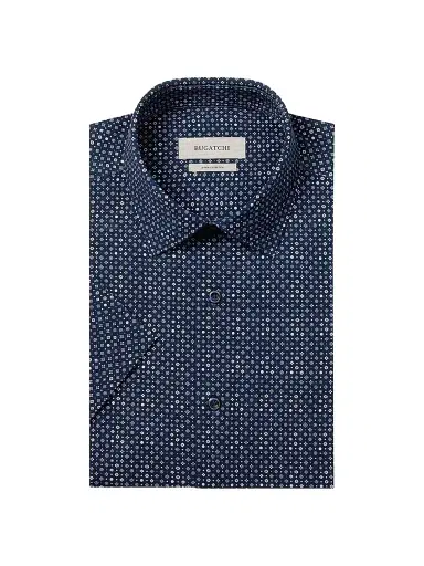 Bugatchi Men's OoohCotton Miles Short-Sleeve Shirt - Navy | Thumbnail 1