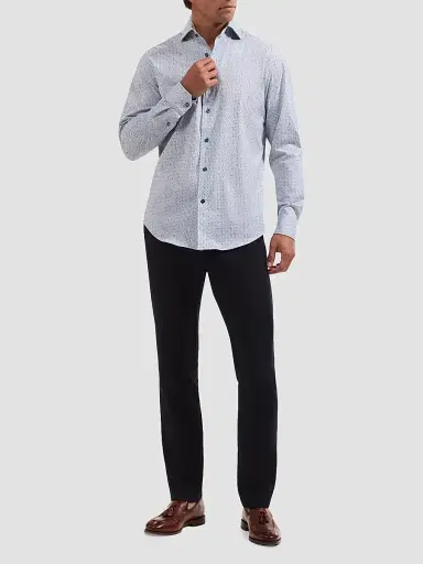 Bugatchi Men's OoohCotton Devon Long-Sleeve Shirt - Air Blue | Thumbnail 2
