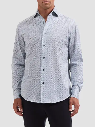Bugatchi Men's OoohCotton Devon Long-Sleeve Shirt - Air Blue | Thumbnail 4
