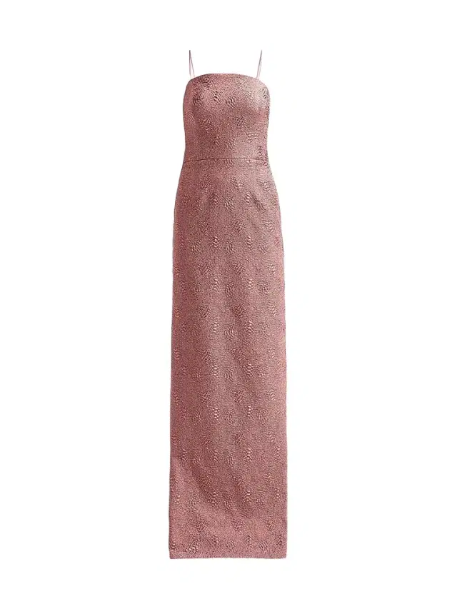 Teri Jon by Rickie Freeman Women's Textured Metallic Jacquard Column Gown - Rose Gold