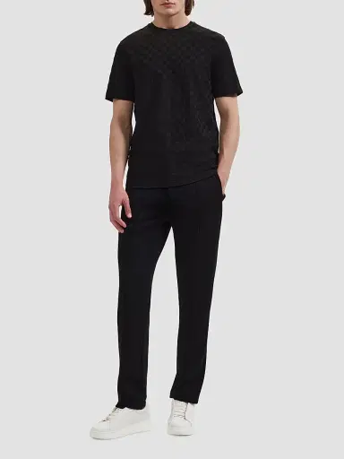Bugatchi Men's Cotton Jacquard Crewneck T-Shirt - Black | Thumbnail 2