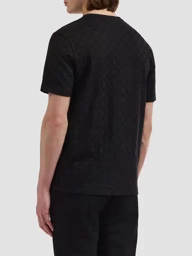 Bugatchi Men's Cotton Jacquard Crewneck T-Shirt - Black | Thumbnail 3