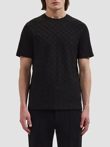 Bugatchi Men's Cotton Jacquard Crewneck T-Shirt - Black | Thumbnail 4