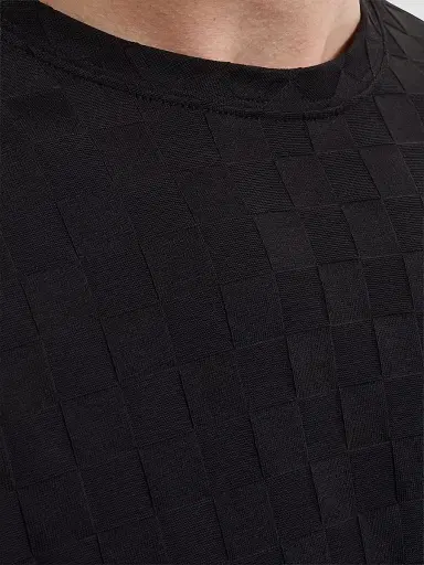 Bugatchi Men's Cotton Jacquard Crewneck T-Shirt - Black | Thumbnail 5