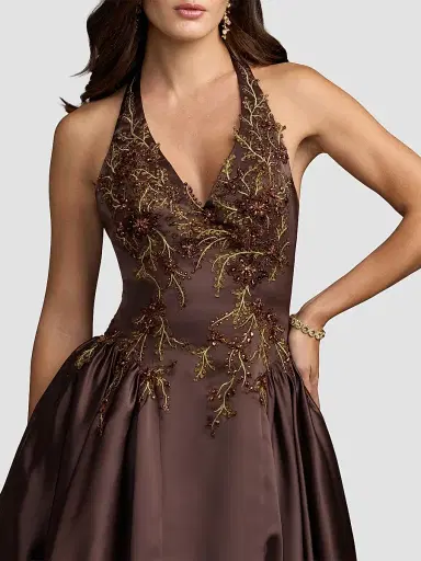 Mac Duggal Women's Satin Beaded-Bodice Gown | Thumbnail 3 Mac Duggal Women's Satin Beaded-Bodice Gown | Thumbnail 3