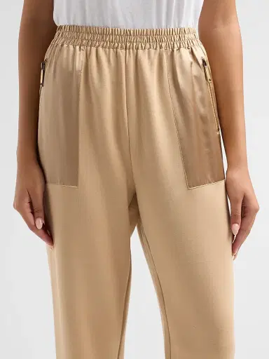 Ramy Brook Women's Frances Satin-Trim Pants - Camel - Size Large | Thumbnail 5