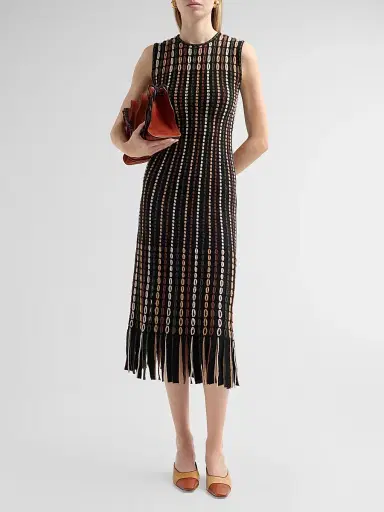 Ulla Johnson Women's Amina Fringed Float-Stitch Knit Wool-Blend Midi Dress - Noctis | Thumbnail 2