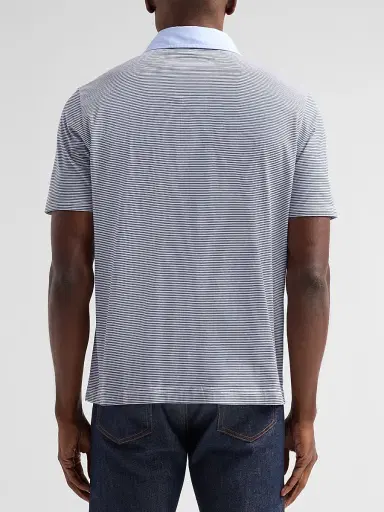 Saks Fifth Avenue Men's Striped Jersey Polo Shirt - Light Blue - Size XXL | Thumbnail 3 Saks Fifth Avenue Men's Striped Jersey Polo Shirt - Light Blue - Size XXL | Thumbnail 3