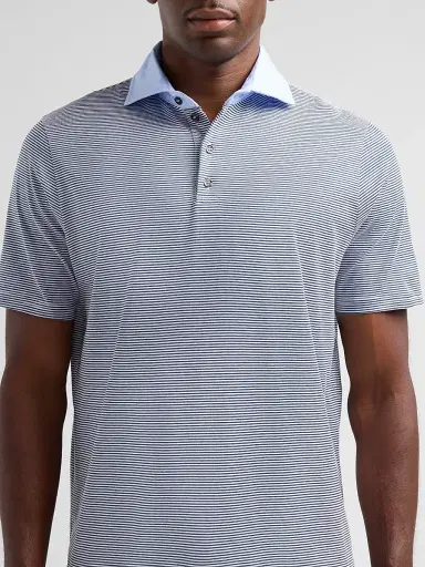 Saks Fifth Avenue Men's Striped Jersey Polo Shirt - Light Blue - Size XXL | Thumbnail 5 Saks Fifth Avenue Men's Striped Jersey Polo Shirt - Light Blue - Size XXL | Thumbnail 5