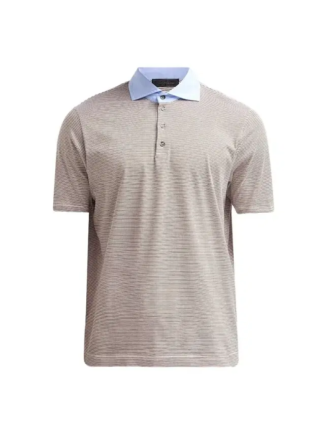 Men's Striped Jersey Polo Shirt - Beige - Size XXL Men's Striped Jersey Polo Shirt - Beige - Size XXL