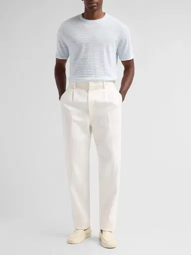 Saks Fifth Avenue Men's Striped Linen-Blend Crewneck T-Shirt - Light Blue - Size XXL | Thumbnail 2 Saks Fifth Avenue Men's Striped Linen-Blend Crewneck T-Shirt - Light Blue - Size XXL | Thumbnail 2