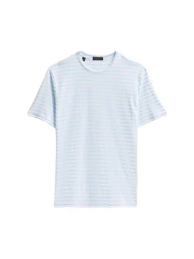 Saks Fifth Avenue Men's Striped Linen-Blend Crewneck T-Shirt - Light Blue