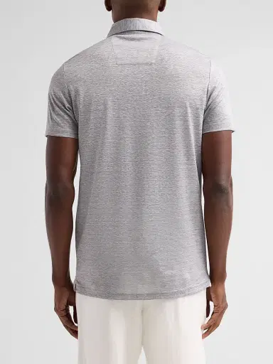 Saks Fifth Avenue Men's Heathered Linen-Cotton Piqué Polo Shirt - Grey - Size XXL | Thumbnail 3 Saks Fifth Avenue Men's Heathered Linen-Cotton Piqué Polo Shirt - Grey - Size XXL | Thumbnail 3