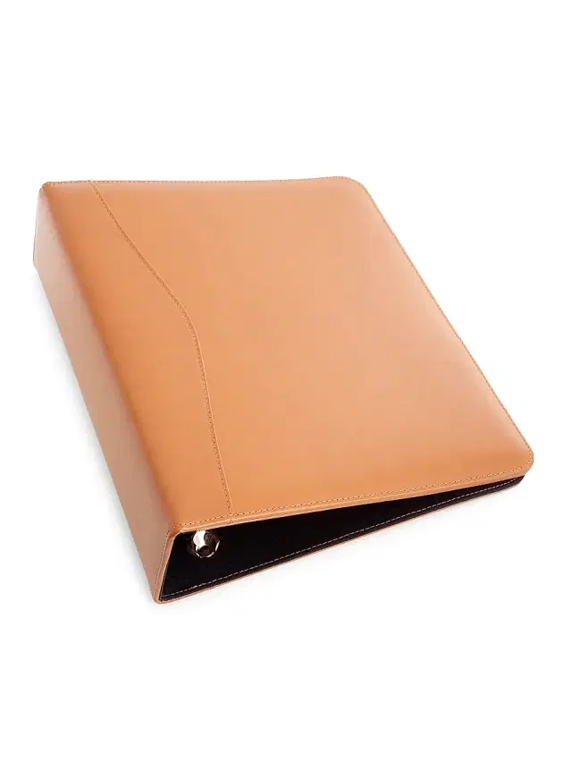 Royce New York 2-Inch Leather Ring Binder - Tan