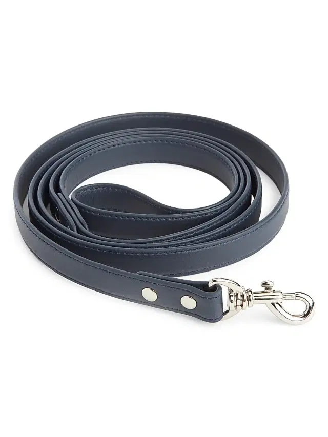 Royce New York Leather Dog Leash - Navy Blue