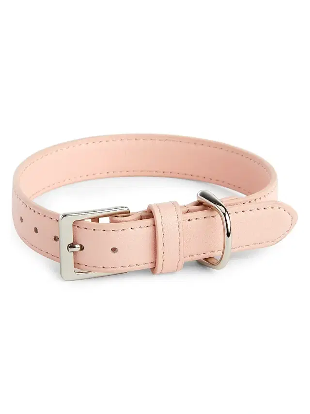 Royce New York Small Leather Dog Collar - Blush Pink
