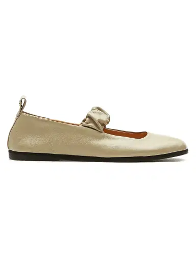 La Canadienne Women's Ruched Strap Leather Mary Janes - Beige - Size 6.5 | Thumbnail 1 La Canadienne Women's Ruched Strap Leather Mary Janes - Beige - Size 6.5 | Thumbnail 1