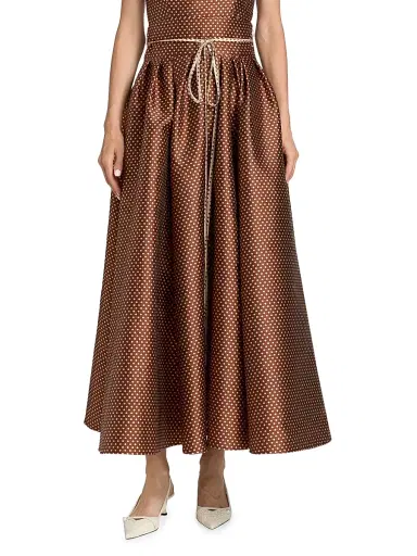 Rosie Assoulin Women's Polka Dot Jacquard High-Waist Maxi Skirt - Brown Cream | Thumbnail 3