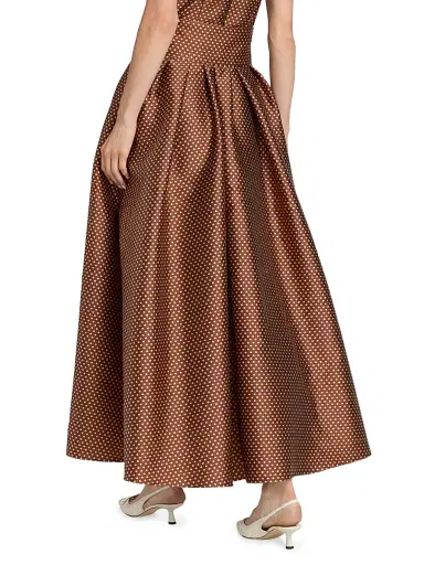 Rosie Assoulin Women's Polka Dot Jacquard High-Waist Maxi Skirt - Brown Cream | Thumbnail 5