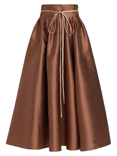 Rosie Assoulin Women's Polka Dot Jacquard High-Waist Maxi Skirt - Brown Cream | Thumbnail 1