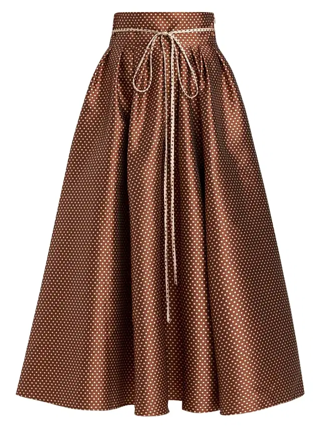 Rosie Assoulin Women's Polka Dot Jacquard High-Waist Maxi Skirt - Brown Cream